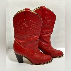 Vintage “Poppies” Red Western Boots – Made in Yugoslavia